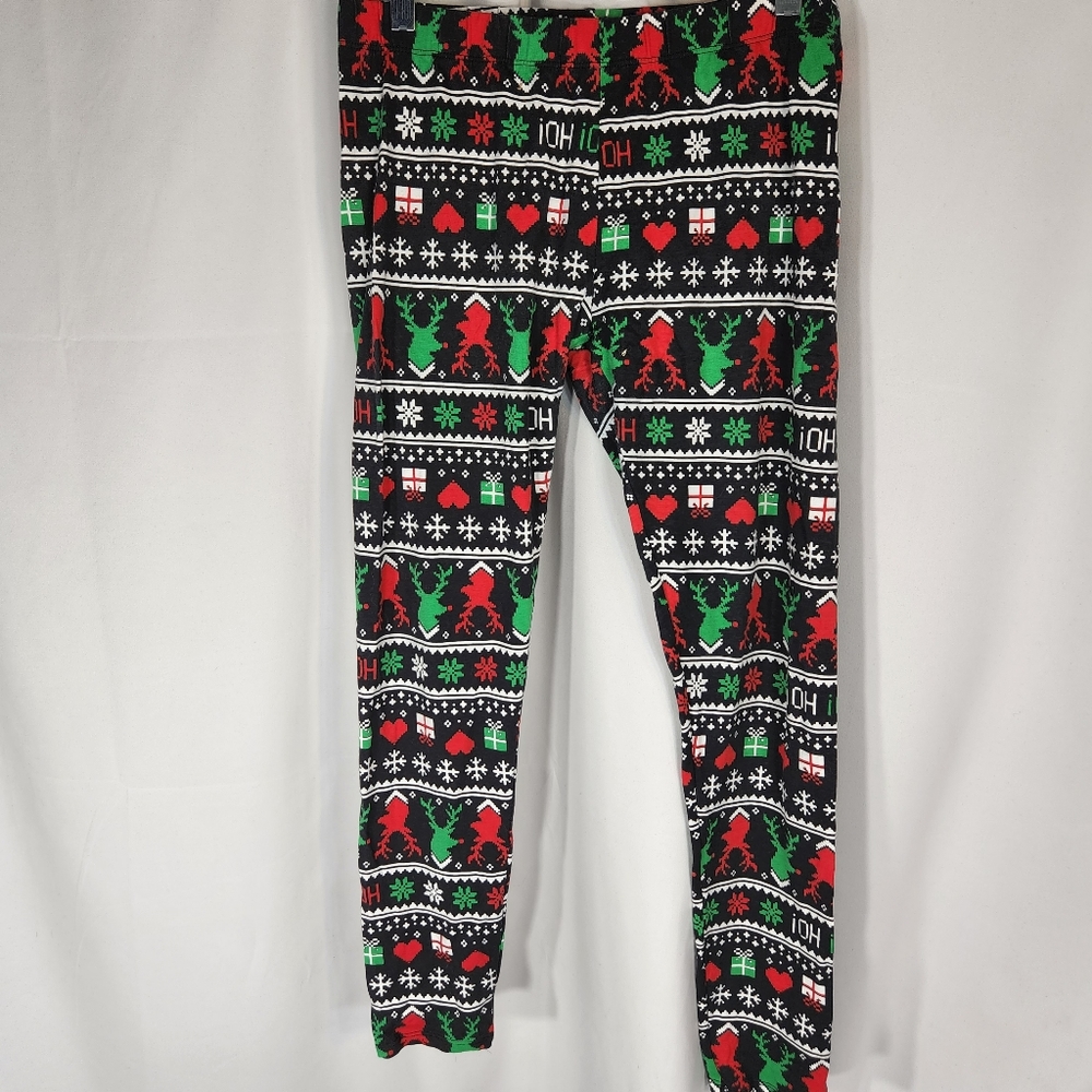 No Boundaries Reindeer Fair Isle Christmas / Holiday Leggings Size Large (11-13)